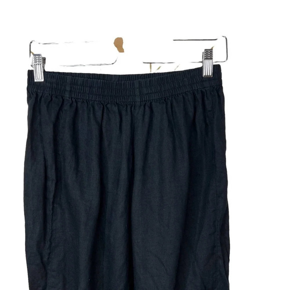 Tara Vao Linen Side Pocket Lagenlook Pants in Black Gray Stripe Size Medium - Picture 2 of 11